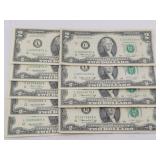 (9) $2 Federal Reserve Notes: 1976, Sequential,...
