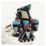 Zuni Multi-Stone Thunderbird Sterling Ring
