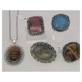 German Silver Rings & Pendant Necklace