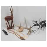 Wildlife Theme Items: Wooden Antelope Sculpture...