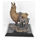 1991 Eichinger Bronze & Marble Llama & Baby 12"