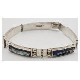 Mexico .925 Sterling & Abalone Link Bracelet