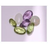 (7) Fire Opal, Green Citrine, & Amethyst Gemstones