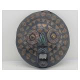 VTG African Tribal Bead Inlayed Carved Wooden Mask