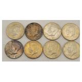 (8) 1967-1969 Kennedy 40% Silver Half Dollars