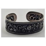.800 Silver Floral Cuff Bracelet - 29.686 g