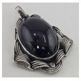 Sterling & Purple Cabochon Amethyst Stone Pendant