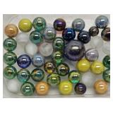 (42) Marbles + Shooter: Iridescent, White