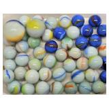 (49) Slag Glass Marbles + 2 Shooters