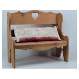 Wooden Doll Bench with Pillow