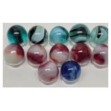 (12) Translucent Swirl Marbles 16mm: Green, ...