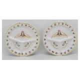 (2) Fred Roberts Longhorn Steer Divided Plates