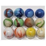 (12) Slag Glass Swirl Marbles 15mm