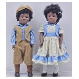 OBADIAH & GIRL Black Porcelain Dolls by Jerri