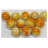(12) Orange & Yellow Slag Glass Marbles 15mm
