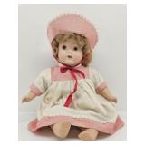 Vintage 19" Open Mouth Baby Doll in Gingham Outfit