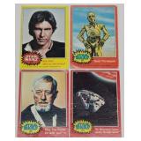 (4)1977 Star Wars Cards: Han, C3PO, Ben & Falcon