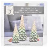 Set of 3 Led Glass Trees Holiday Decor
