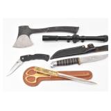 Jeep Axe, Rhino Blade Hunting Knife, Scope...