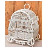 White Wicker Decorative Bird Cage