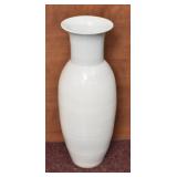 Modern Sleek Tall White Floor Vase 26" T