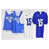 (4) Blue & White Athletic Jerseys: #15, Bulldogs