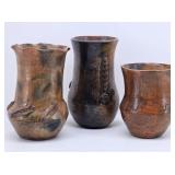 Navajo Indian Pottery Vases Pine Pitch Signed LH