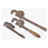 (3) Pipe Wrenches - 18", 14" & 10"