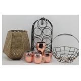 (4) PG Moscow Mule Mugs NIB, Wire Basket...