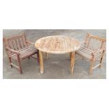 Wood Patio Table & 2 Chairs