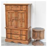 3-Drawer Armoire Dresser & Mid-Century Octagon ...