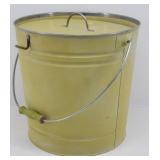 Green Tin Ice Bucket with Wood Handle & Hook