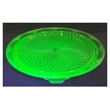 Green Depression Uranium Glass Spiral Cake ...