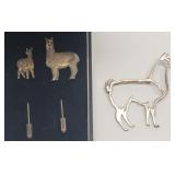 (3) Sterling Llama /  Alpaca Pins - 19.7 gtw