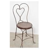 Antique Twisted Iron Ice Cream Heart Back Chair