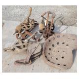 Metal Tractor Seat, Antique Hand Crank Drills