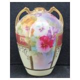 Nippon Hand Painted Gold Highlight Porcelain Vase