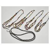(4) African Glass Seed Bead Necklaces, &