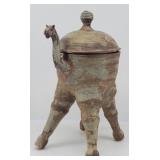 Unique Camel Art Pottery Lidded Jar Vessel