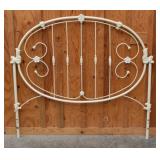 Queen Size White Enamel Wrought Iron Headboard