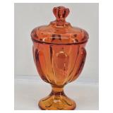 Viking 6 Petal Amber Candy Dish w/Lid