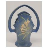 Roseville Art Pottery Blue FREESIA Basket Vase