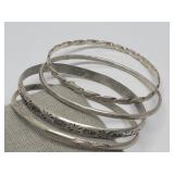 (4) Navajo Unmarked Sterling Bangle Bracelets