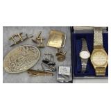 Belt Buckles, Cuff Links, & 2 Watches*