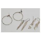 (3 pr) Sterling 925 Earrings - 11.3 gtw