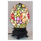 Tiffany Style Stained Glass Wisteria Egg Lamp