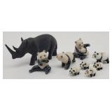 Porcelain & Handblown Glass Panda Mini Figurines +