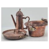 (3pcs) Copper: Hammered Bucket, Braising Pan, &