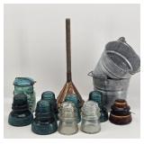 Antique POSSER Laundry Plunger, Insulators...