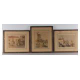 (3) Antique John Drescher Co. Framed Prints